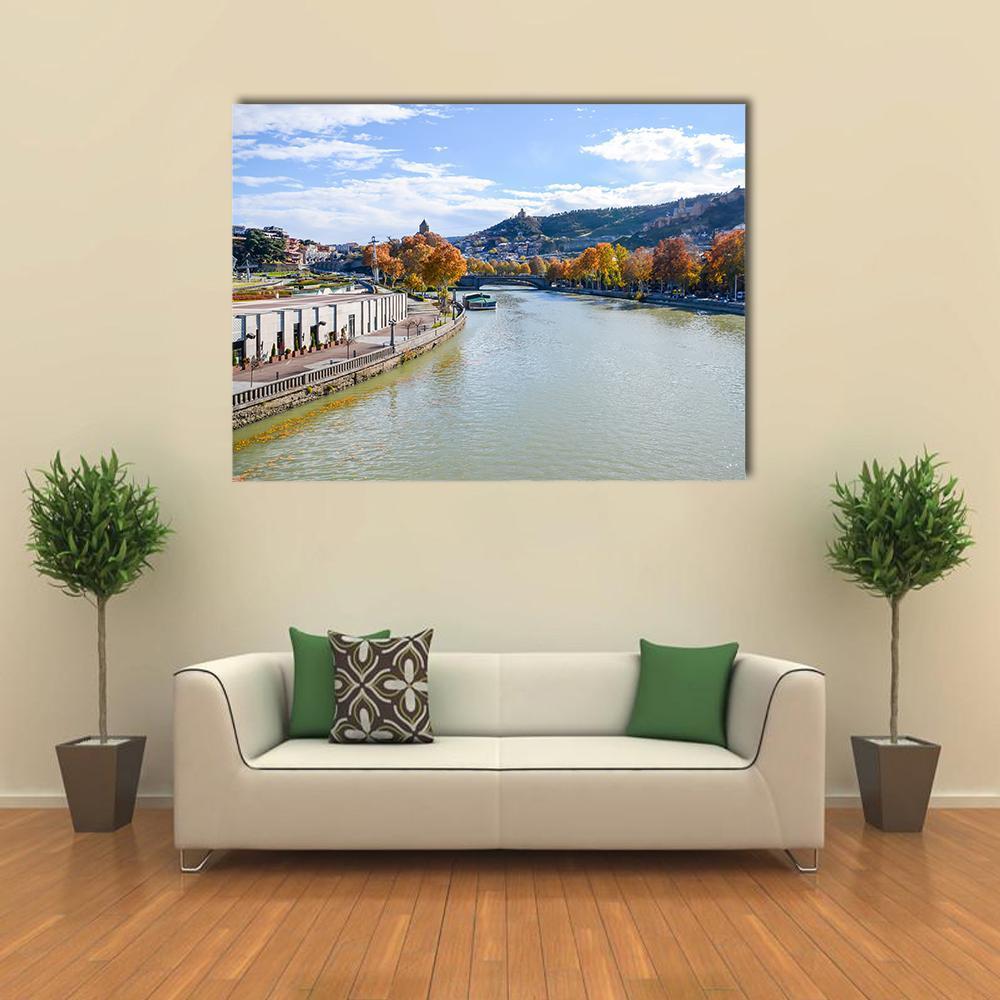 River In Tbilisi Canvas Wall Art-1 Piece-Gallery Wrap-48" x 32"-Tiaracle