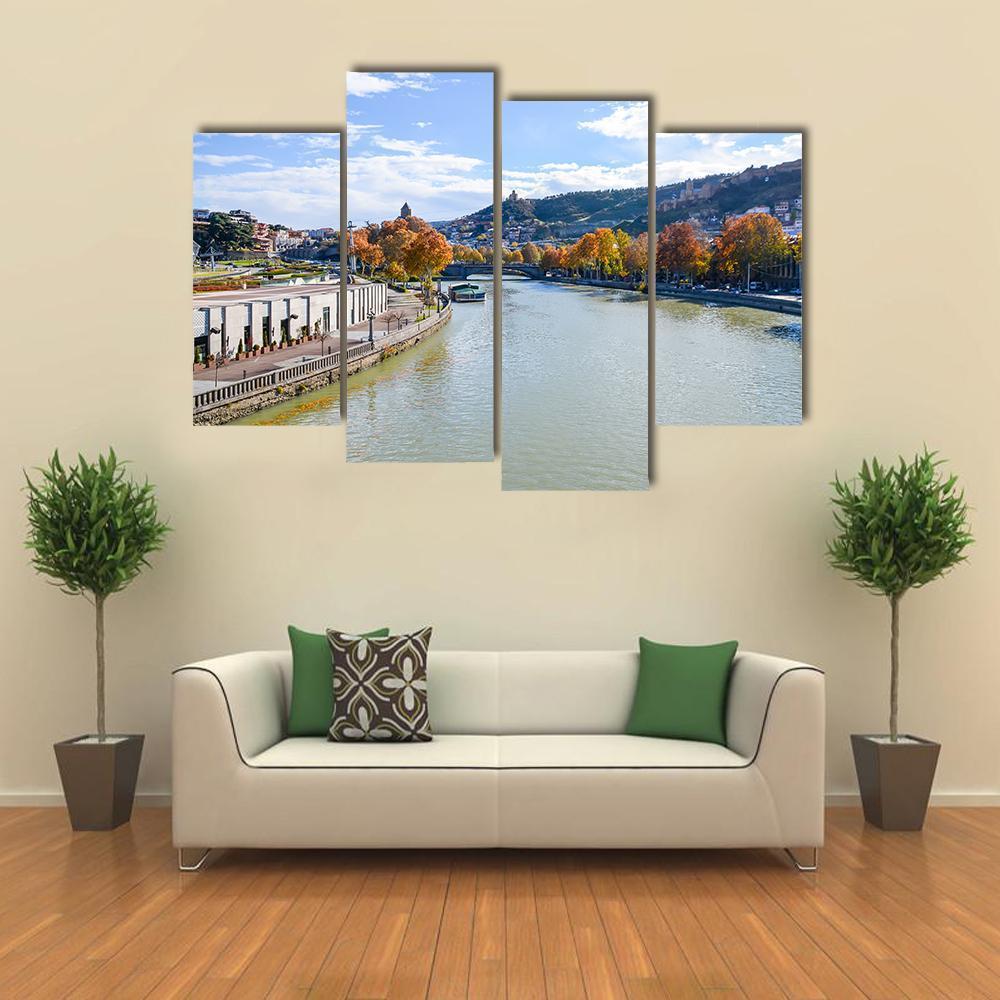 River In Tbilisi Canvas Wall Art-4 Pop-Gallery Wrap-50" x 32"-Tiaracle