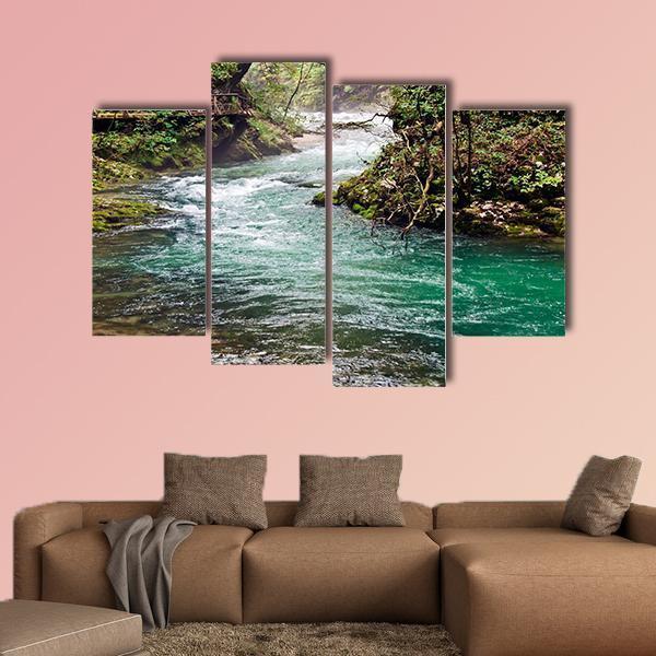 Mountain River Canvas Wall Art-4 Pop-Gallery Wrap-50" x 32"-Tiaracle