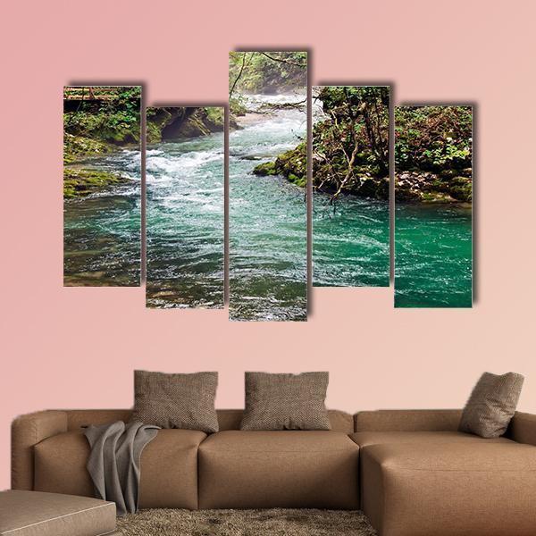 Mountain River Canvas Wall Art-5 Pop-Gallery Wrap-47" x 32"-Tiaracle