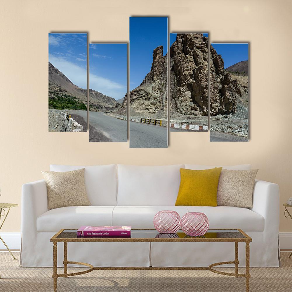 Mountain Road In Leh India Canvas Wall Art-5 Pop-Gallery Wrap-47" x 32"-Tiaracle