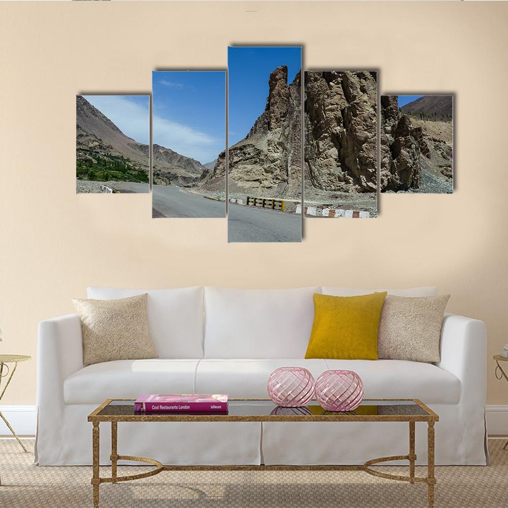 Mountain Road In Leh India Canvas Wall Art-5 Star-Gallery Wrap-62" x 32"-Tiaracle
