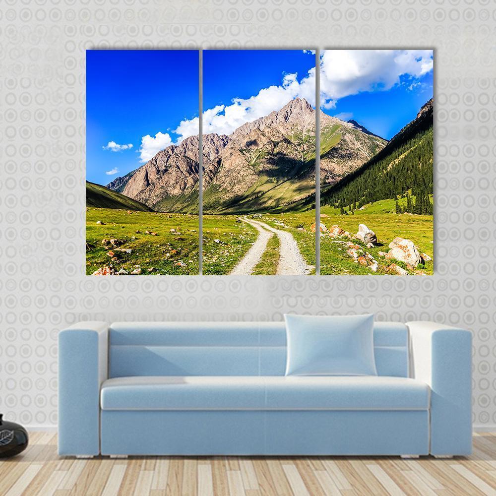 Mountain Road Landscape Canvas Wall Art-3 Horizontal-Gallery Wrap-37" x 24"-Tiaracle
