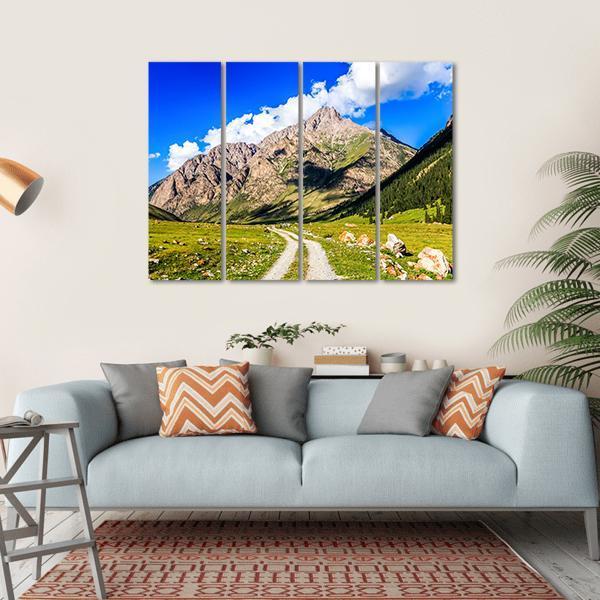 Mountain Road Landscape Canvas Wall Art-4 Horizontal-Gallery Wrap-34" x 24"-Tiaracle