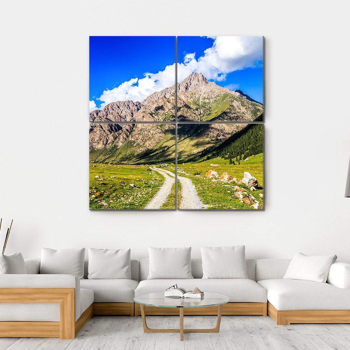Mountain Road Landscape Canvas Wall Art-4 Square-Gallery Wrap-17" x 17"-Tiaracle