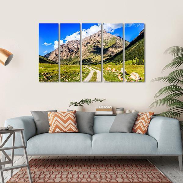 Mountain Road Landscape Canvas Wall Art-5 Horizontal-Gallery Wrap-22" x 12"-Tiaracle