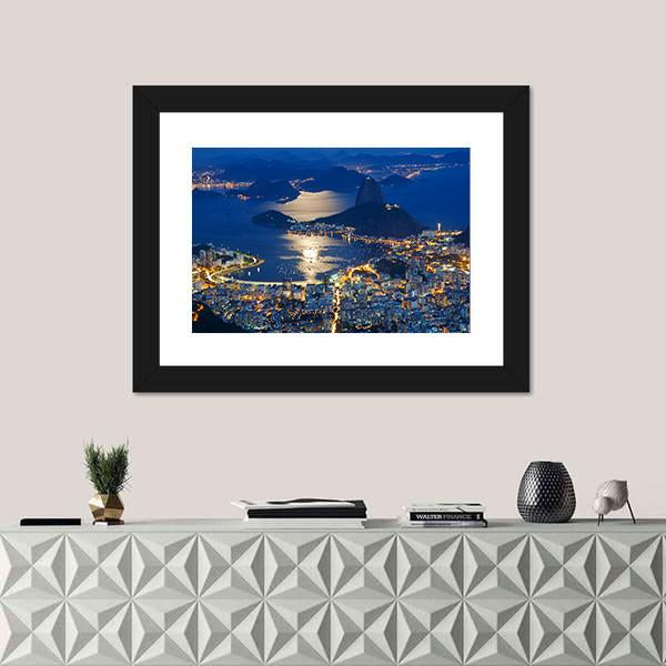 Mountain Sugar Loaf At Night Canvas Wall Art-1 Piece-Framed Print-20" x 16"-Tiaracle