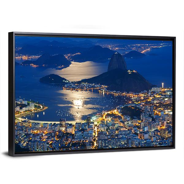 Mountain Sugar Loaf At Night Canvas Wall Art-3 Horizontal-Gallery Wrap-25" x 16"-Tiaracle