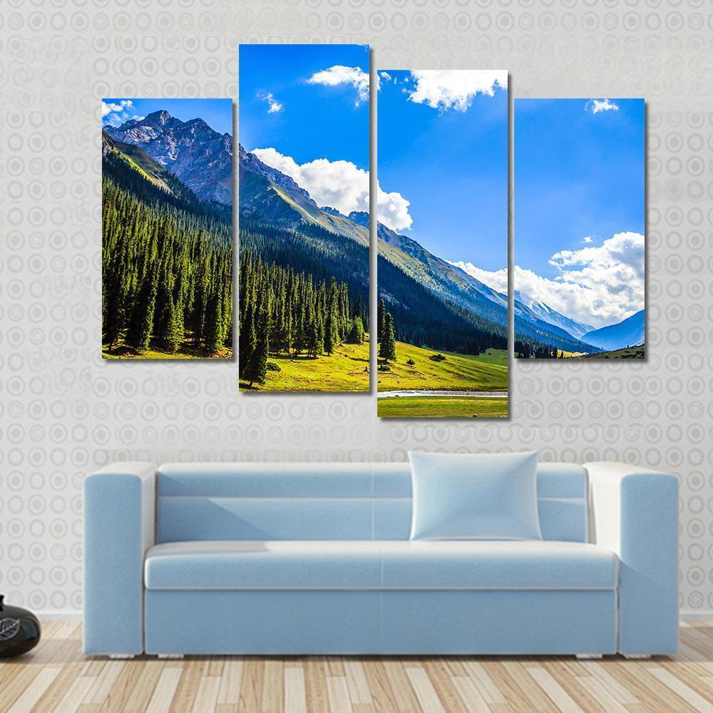 Mountain Summit Landscape Canvas Wall Art-4 Pop-Gallery Wrap-50" x 32"-Tiaracle