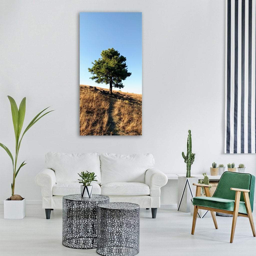 Alone Tree On Mountain Vertical Canvas Wall Art-1 Vertical-Gallery Wrap-12" x 24"-Tiaracle