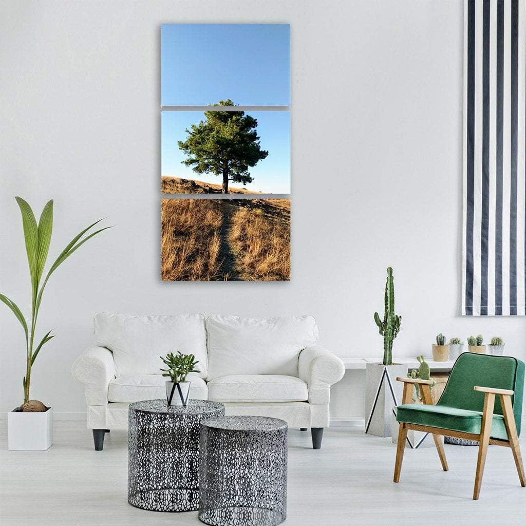 Alone Tree On Mountain Vertical Canvas Wall Art-3 Vertical-Gallery Wrap-12" x 25"-Tiaracle