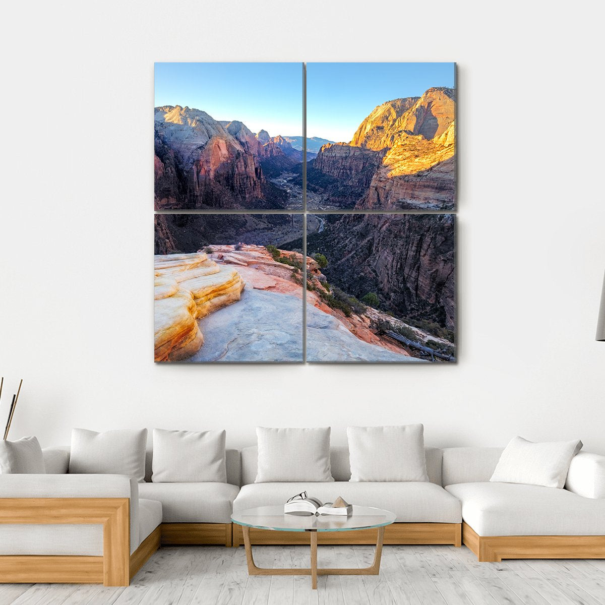 Mountain Valley In Zion Canvas Wall Art-4 Square-Gallery Wrap-17" x 17"-Tiaracle