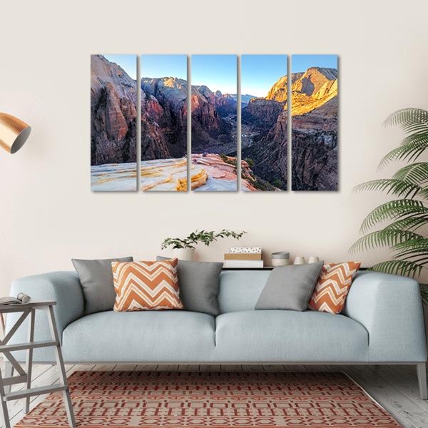 Mountain Valley In Zion Canvas Wall Art-5 Horizontal-Gallery Wrap-22" x 12"-Tiaracle