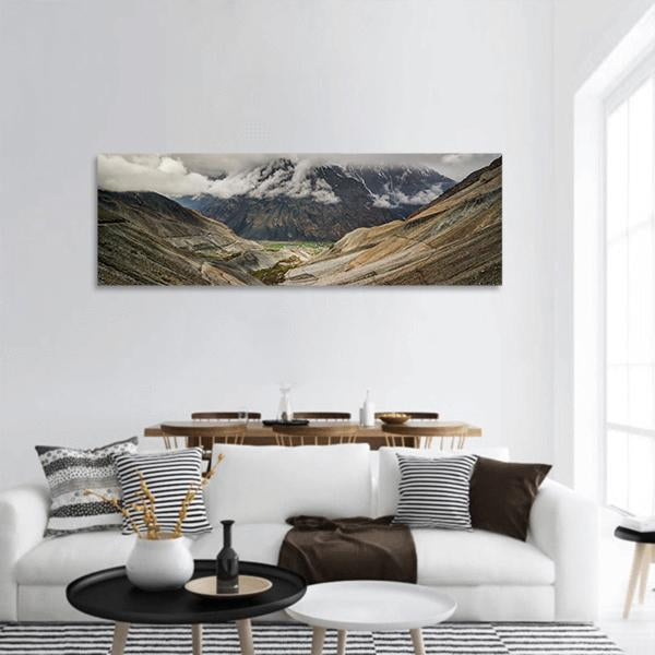 Mastuj River &amp; Valley Panoramic Canvas Wall Art-1 Piece-36" x 12"-Tiaracle
