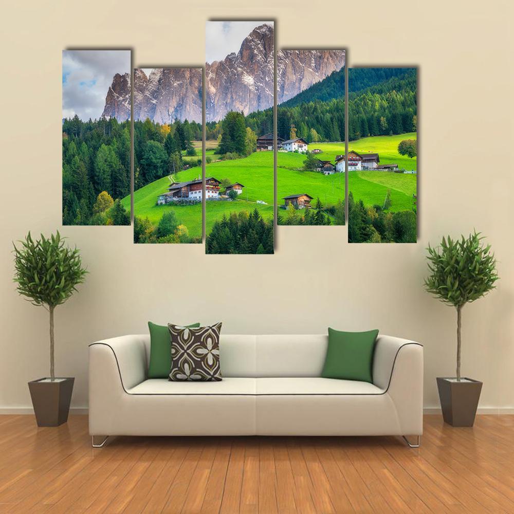 Mountain Village Italy Canvas Wall Art-5 Pop-Gallery Wrap-47" x 32"-Tiaracle