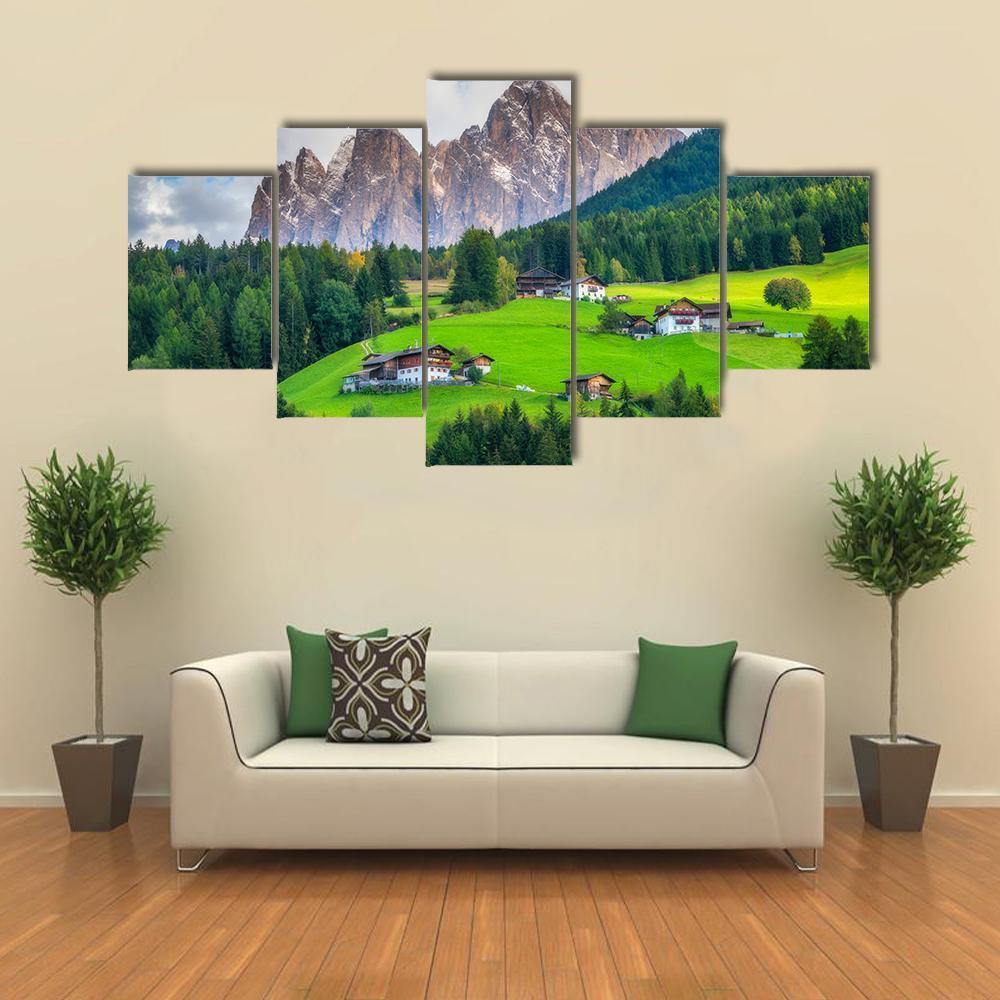 Mountain Village Italy Canvas Wall Art-5 Star-Gallery Wrap-62" x 32"-Tiaracle