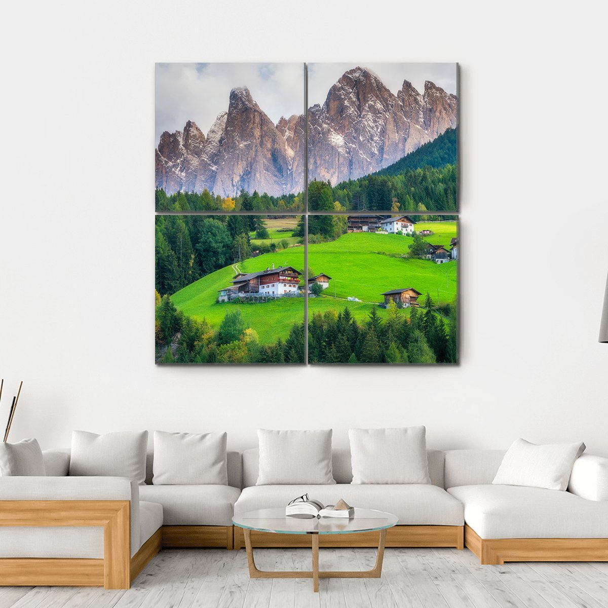 Mountain Village Italy Canvas Wall Art-4 Square-Gallery Wrap-17" x 17"-Tiaracle
