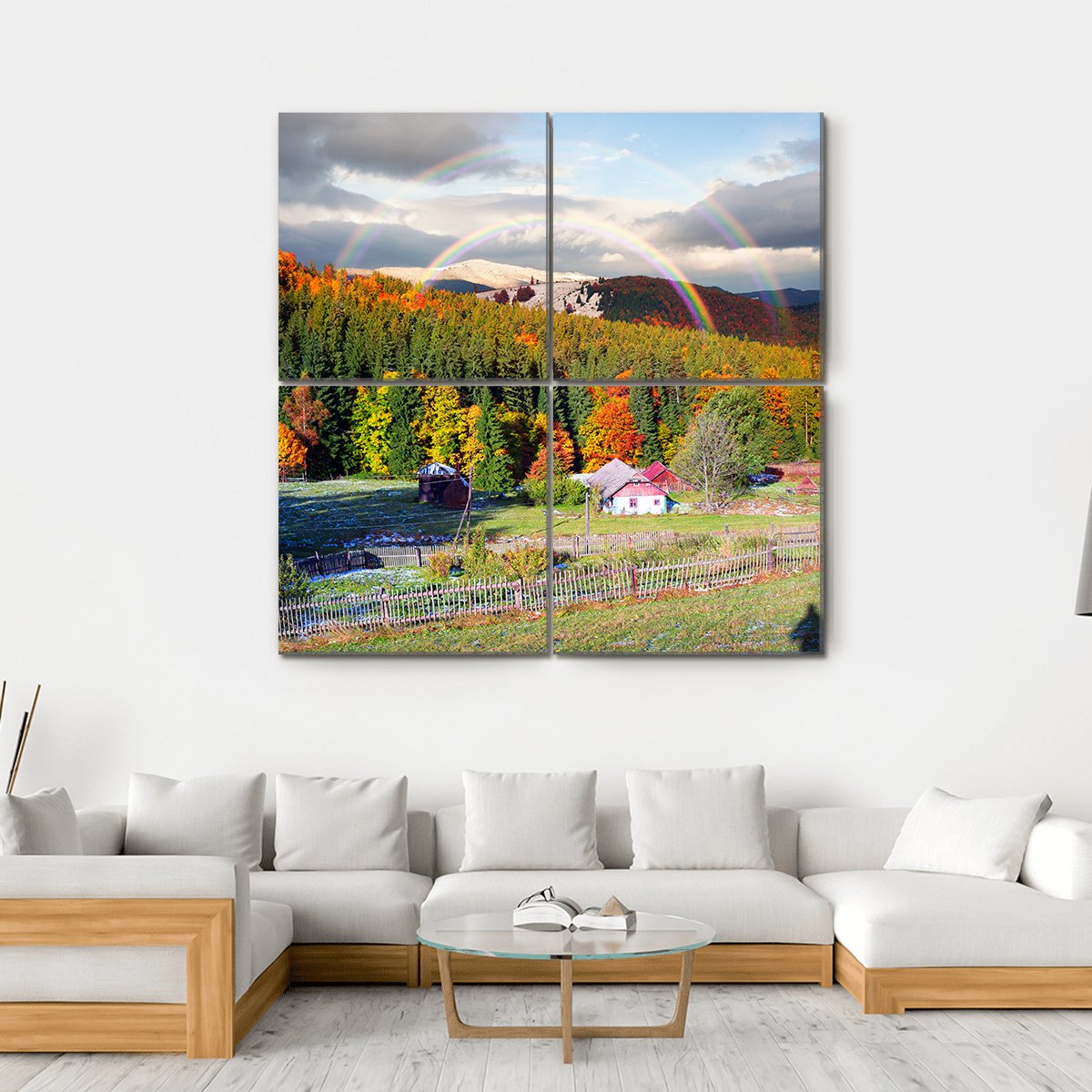 Mountain Village Of Carpathians Canvas Wall Art-4 Square-Gallery Wrap-17" x 17"-Tiaracle