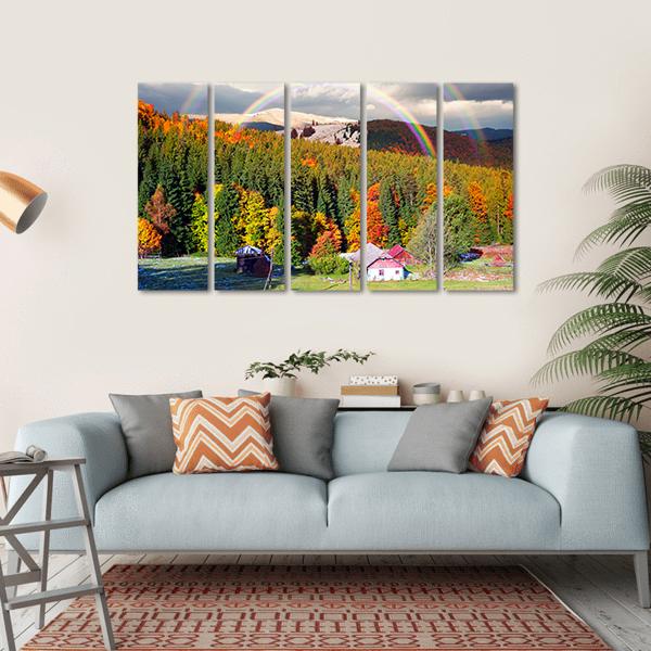 Mountain Village Of Carpathians Canvas Wall Art-5 Horizontal-Gallery Wrap-22" x 12"-Tiaracle