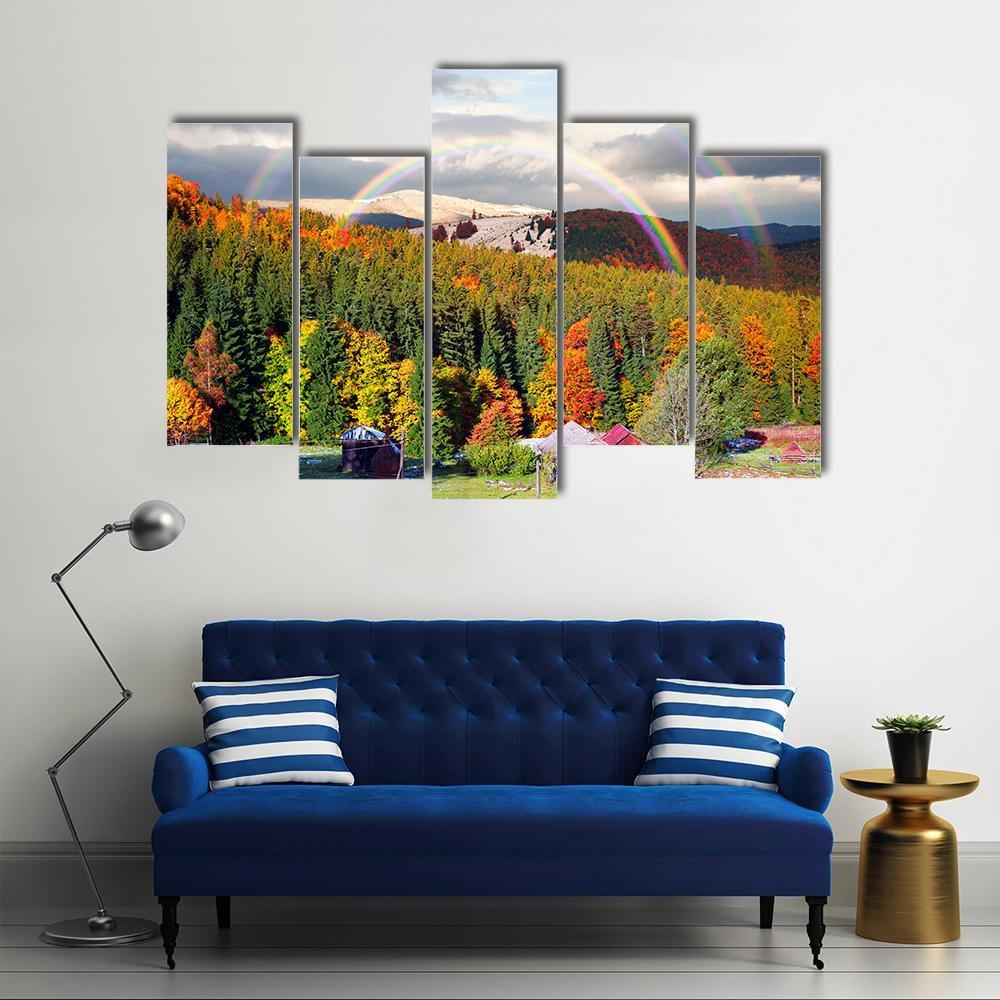 Mountain Village Of Carpathians Canvas Wall Art-5 Pop-Gallery Wrap-47" x 32"-Tiaracle