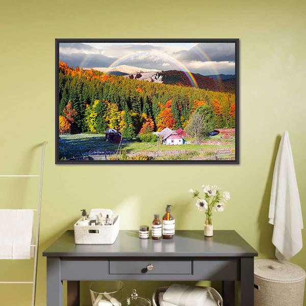 Mountain Village Of Carpathians Canvas Wall Art-1 Piece-Floating Frame-24" x 16"-Tiaracle
