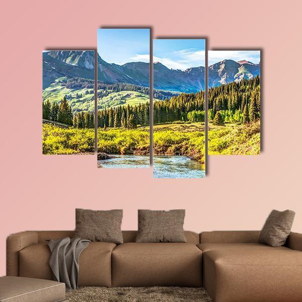 Slate River In Foreground Canvas Wall Art-4 Pop-Gallery Wrap-50" x 32"-Tiaracle
