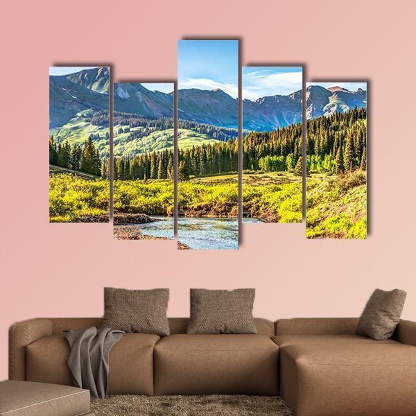 Slate River In Foreground Canvas Wall Art-5 Pop-Gallery Wrap-47" x 32"-Tiaracle