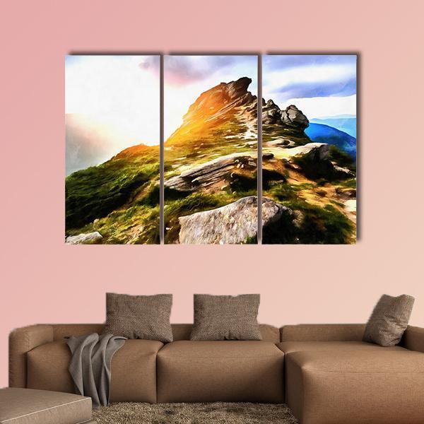 Mountain Watercolor Painting Canvas Wall Art-3 Horizontal-Gallery Wrap-37" x 24"-Tiaracle
