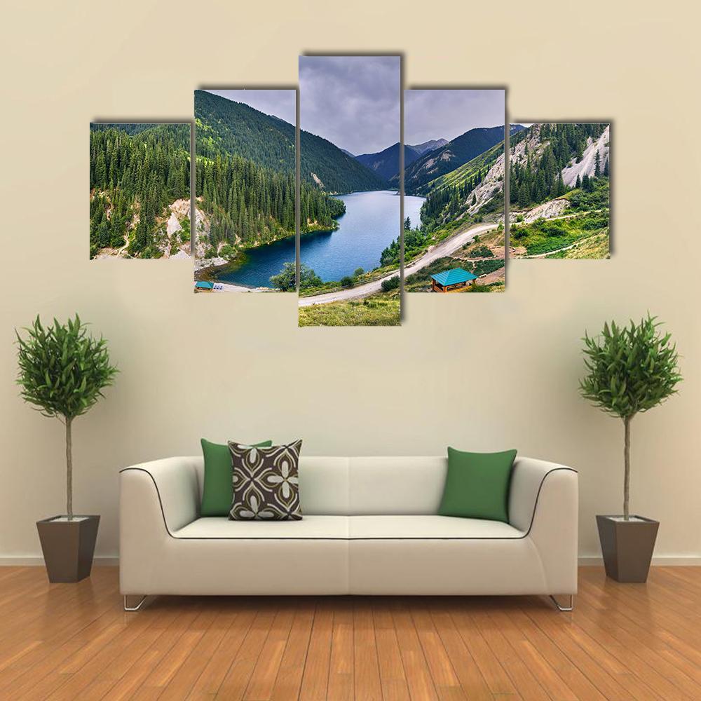 Lake Kolsai Kazakhstan Canvas Wall Art-5 Star-Gallery Wrap-62" x 32"-Tiaracle