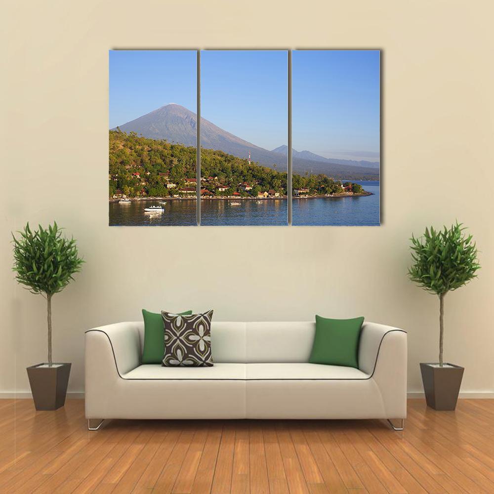 Village With Lake Canvas Wall Art-3 Horizontal-Gallery Wrap-37" x 24"-Tiaracle