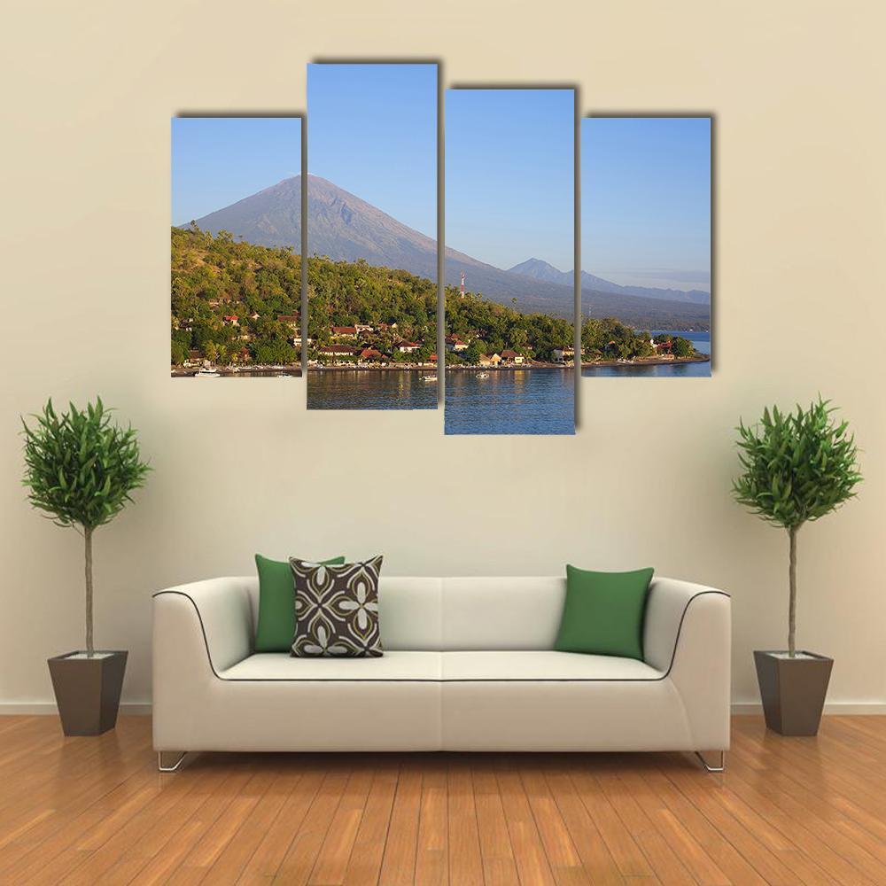 Village With Lake Canvas Wall Art-4 Pop-Gallery Wrap-50" x 32"-Tiaracle