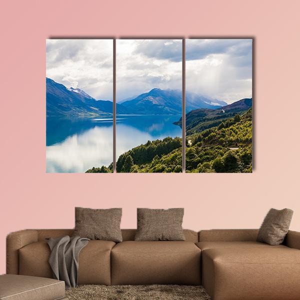 Mountain &amp; Lake New Zealand Canvas Wall Art-3 Horizontal-Gallery Wrap-37" x 24"-Tiaracle
