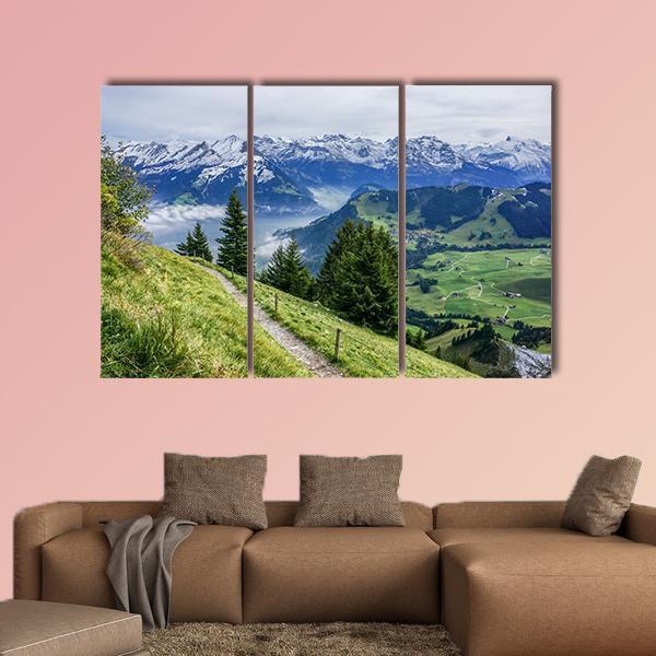 Walk Way On Mountain Canvas Wall Art-3 Horizontal-Gallery Wrap-25" x 16"-Tiaracle