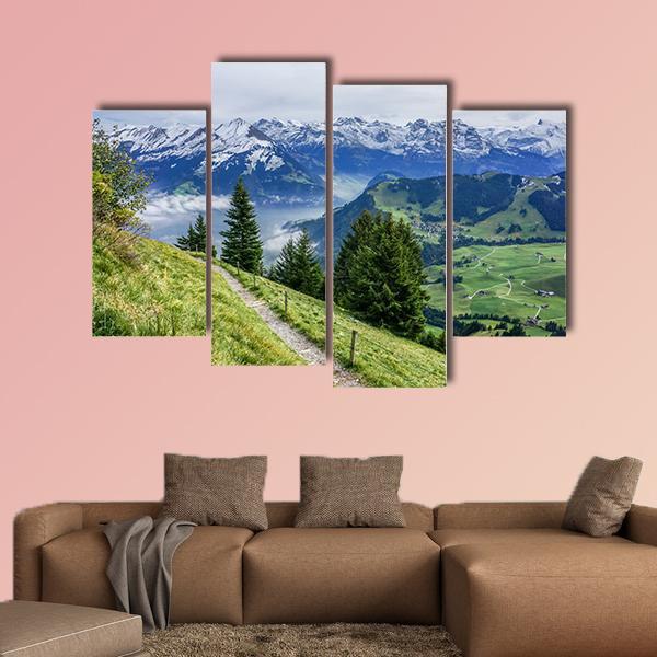 Walk Way On Mountain Canvas Wall Art-4 Pop-Gallery Wrap-50" x 32"-Tiaracle