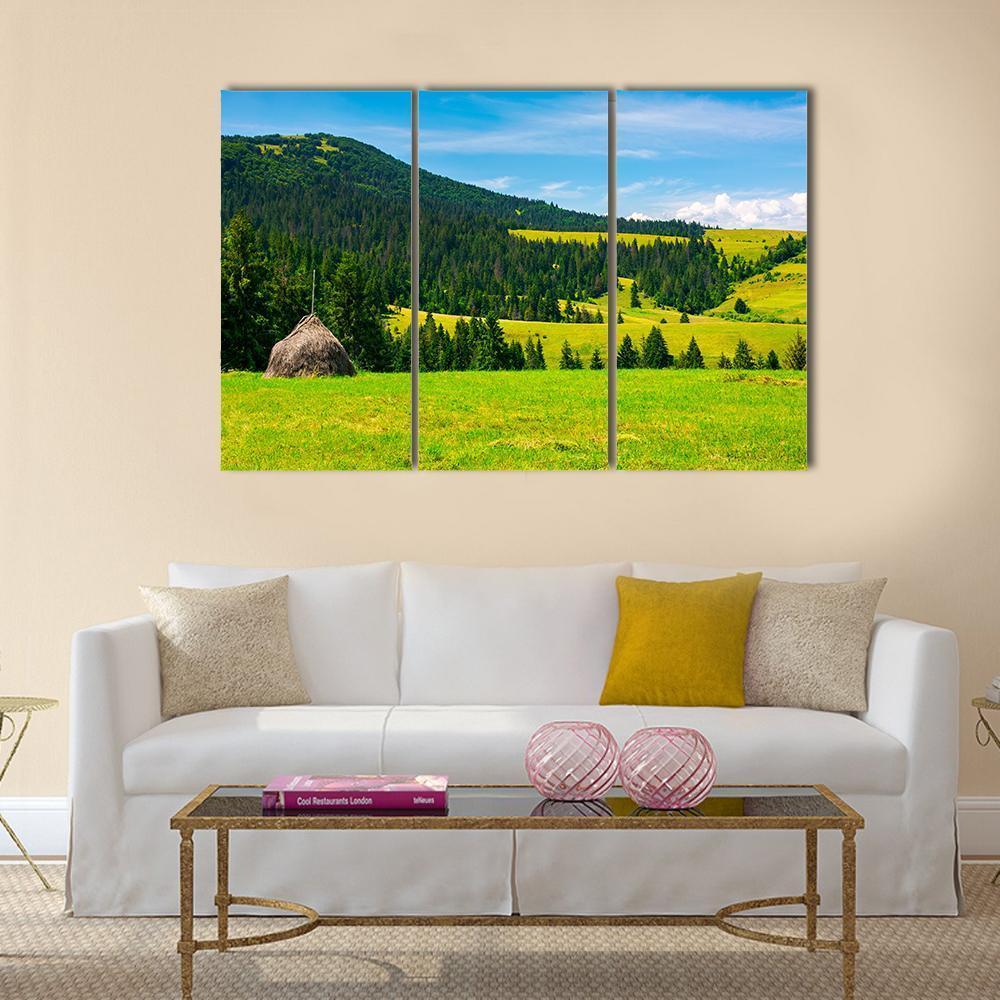 Mountainous Rural Area Canvas Wall Art-3 Horizontal-Gallery Wrap-37" x 24"-Tiaracle