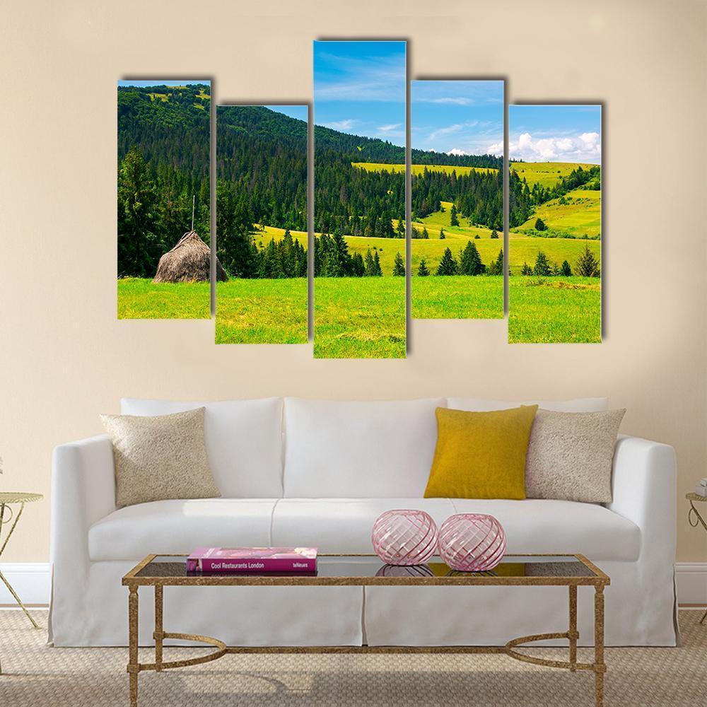 Mountainous Rural Area Canvas Wall Art-5 Pop-Gallery Wrap-47" x 32"-Tiaracle