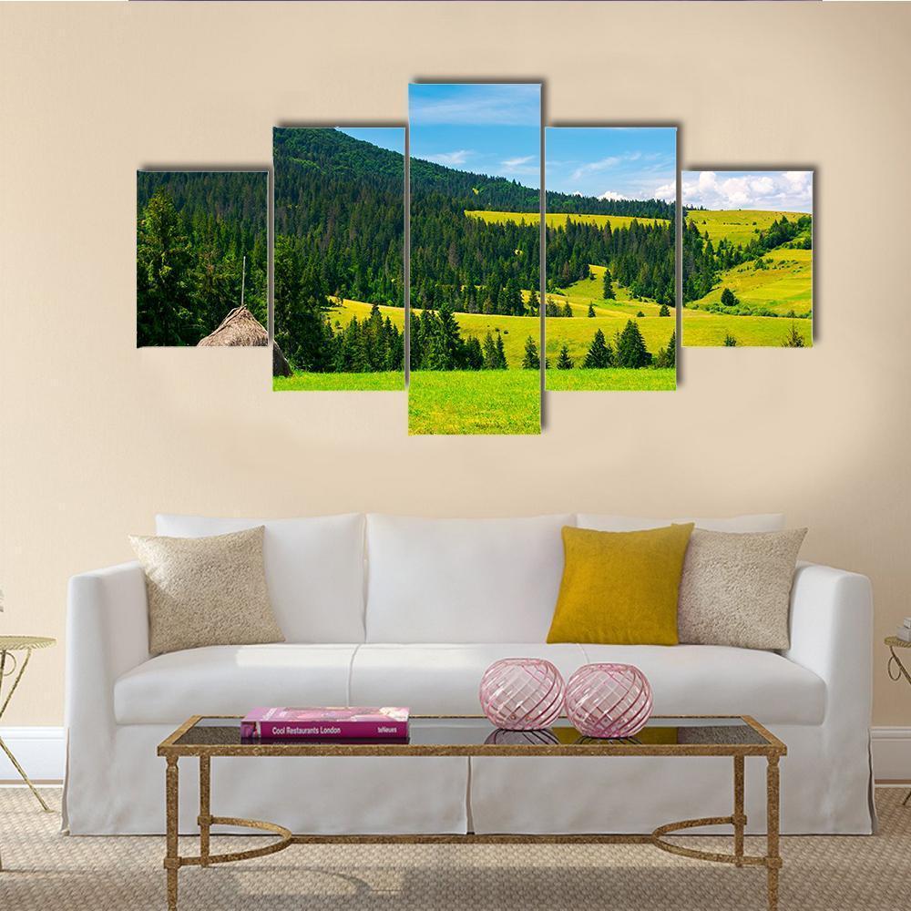 Mountainous Rural Area Canvas Wall Art-5 Star-Gallery Wrap-62" x 32"-Tiaracle