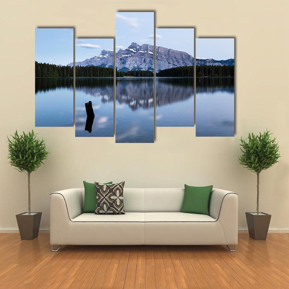 Two Jack Lake Canvas Wall Art-5 Pop-Gallery Wrap-47" x 32"-Tiaracle