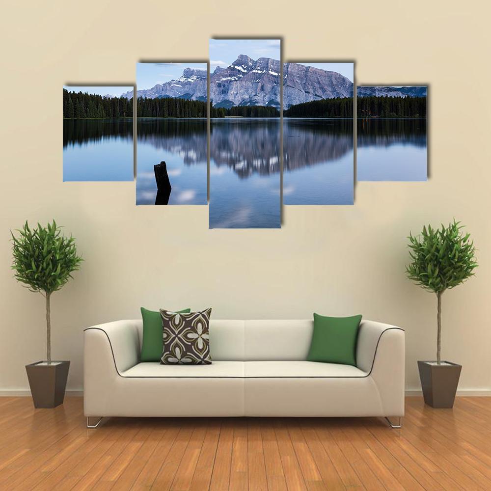 Two Jack Lake Canvas Wall Art-5 Star-Gallery Wrap-62" x 32"-Tiaracle
