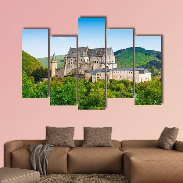 Mountains & Forests Vianden Canvas Wall Art-5 Pop-Gallery Wrap-47" x 32"-Tiaracle