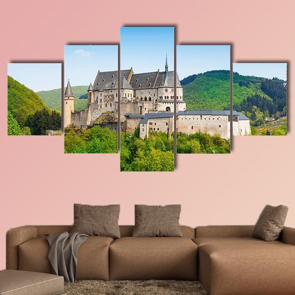 Mountains & Forests Vianden Canvas Wall Art-5 Star-Gallery Wrap-62" x 32"-Tiaracle