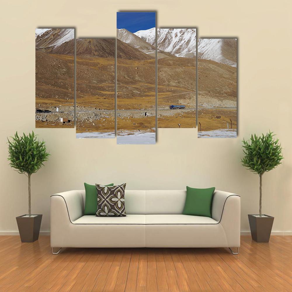 Mountain At Khunjerab Pass Canvas Wall Art-5 Pop-Gallery Wrap-47" x 32"-Tiaracle