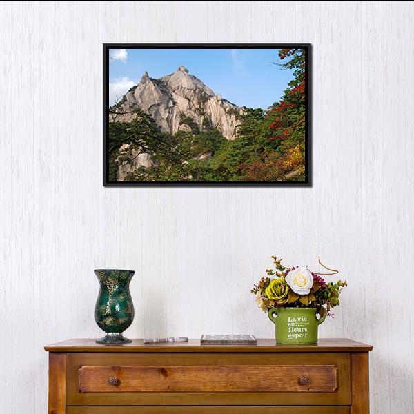 Mountains Bukhansan In Seoul Canvas Wall Art-1 Piece-Floating Frame-24" x 16"-Tiaracle