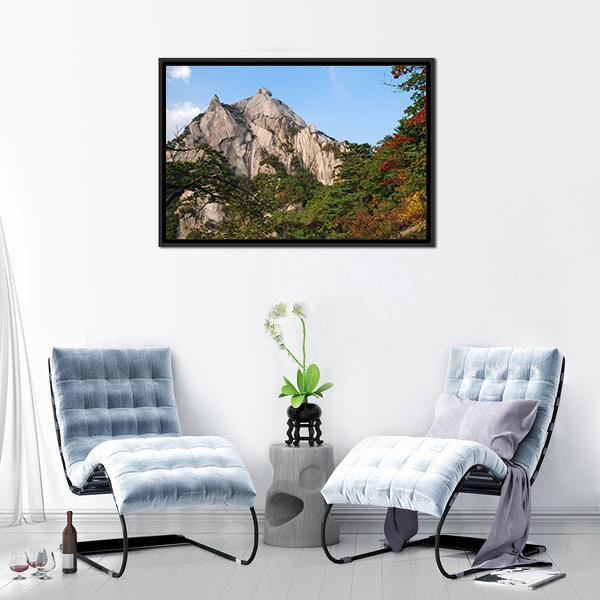 Mountains Bukhansan In Seoul Canvas Wall Art-3 Horizontal-Gallery Wrap-25" x 16"-Tiaracle