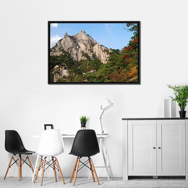 Mountains Bukhansan In Seoul Canvas Wall Art-3 Horizontal-Gallery Wrap-25" x 16"-Tiaracle