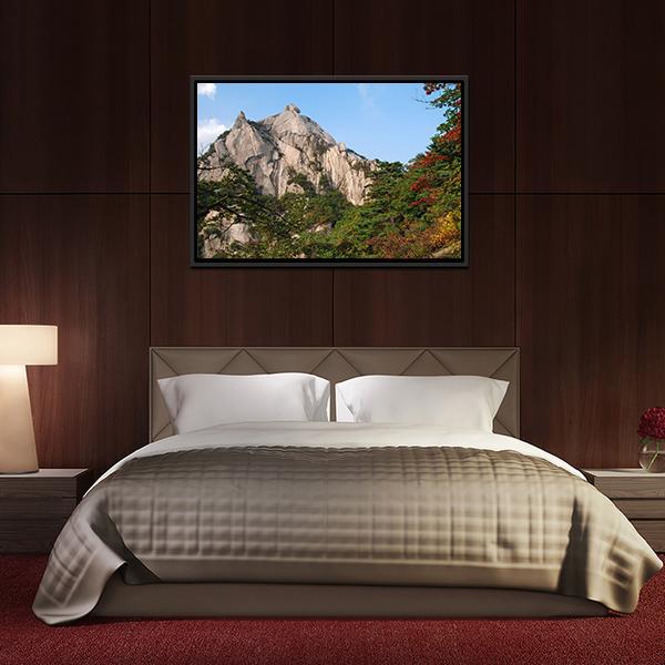 Mountains Bukhansan In Seoul Canvas Wall Art-3 Horizontal-Gallery Wrap-25" x 16"-Tiaracle