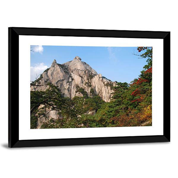 Mountains Bukhansan In Seoul Canvas Wall Art-3 Horizontal-Gallery Wrap-25" x 16"-Tiaracle