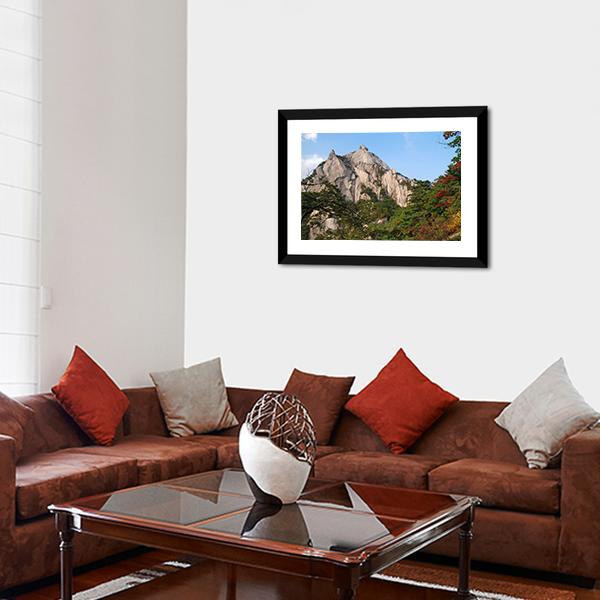Mountains Bukhansan In Seoul Canvas Wall Art-3 Horizontal-Gallery Wrap-25" x 16"-Tiaracle