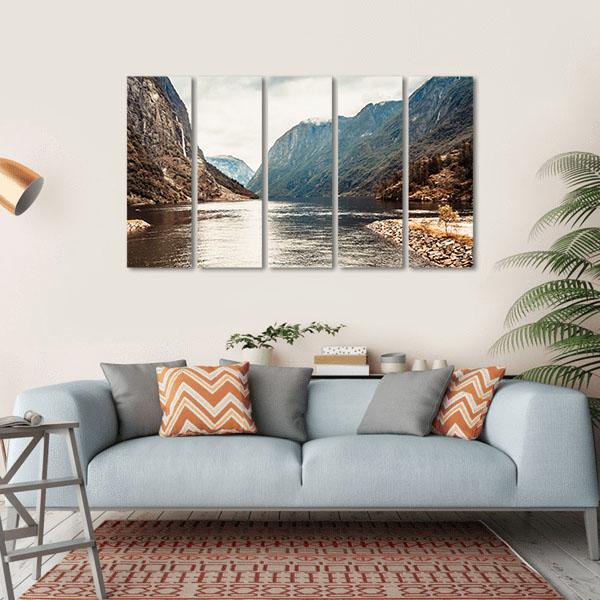 Mountains &amp; Fjord Sognefjord Canvas Wall Art-5 Horizontal-Gallery Wrap-22" x 12"-Tiaracle