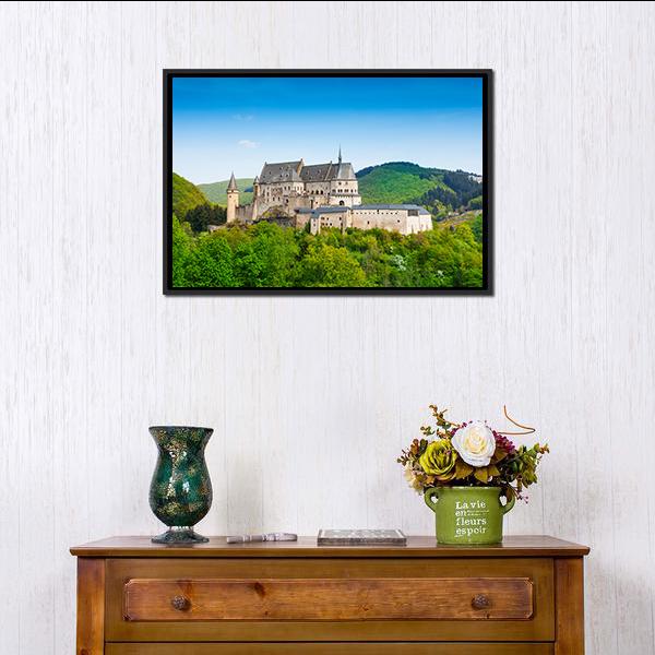 Mountains &amp; Forests Vianden Canvas Wall Art-1 Piece-Floating Frame-24" x 16"-Tiaracle